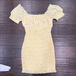 Hello Molly Light Yellow Floral Mini Dress